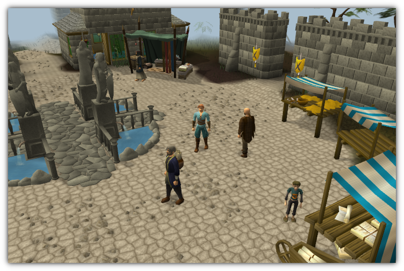 Players in a town from the 78 game client